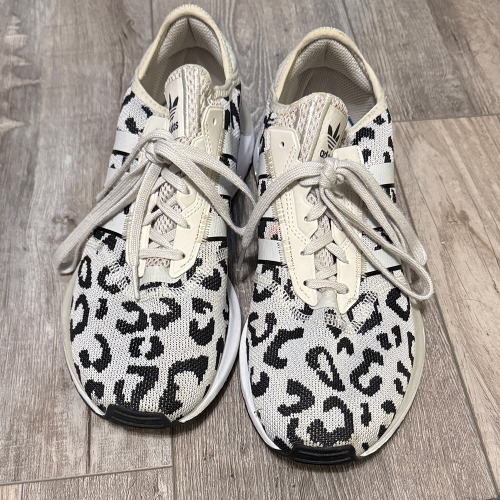 Adidas Women's Sneakers with Leopard Pattern - Black and White